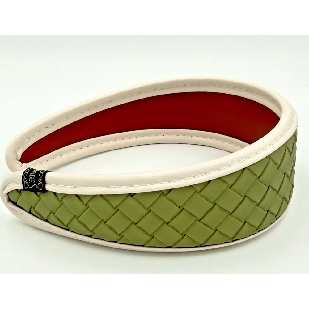 Handmade Neutral Faux Leather Headband Green Lagenlook Luxury Hair Accessory NEW